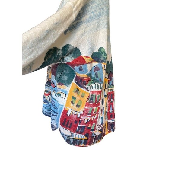 Michael Leu Sweater Size 1X Art Apparel Group Cotton Italian Scene V Neck - Picture 6 of 16